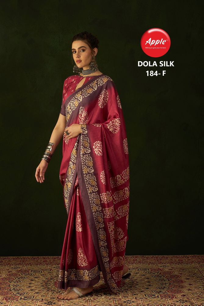 Dola 184 By Apple Printed Dola Silk Sarees Wholesale Clothing Suppliers In India
